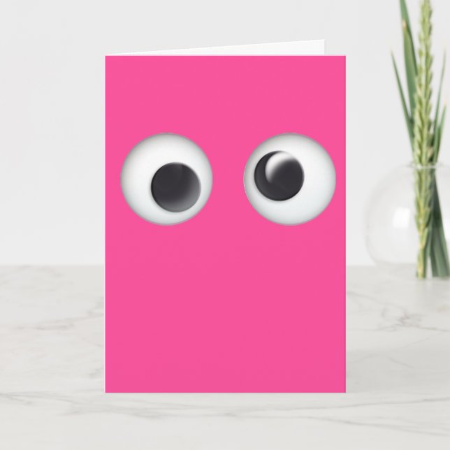 Pink Googly Eyes Happy Birthday Card (Front)