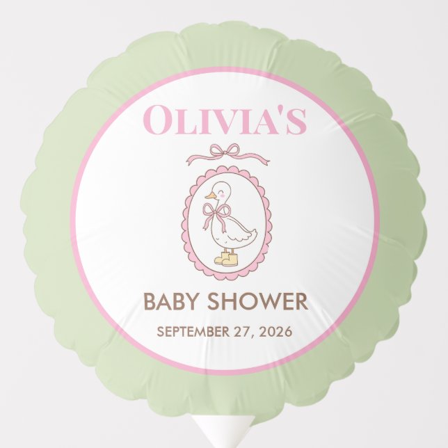 Pink Goose Baby Shower Balloon | Personalized  (Front)