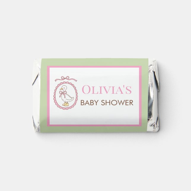 Pink Goose Baby Shower Candy Wrapper Hershey's Miniatures (Front)
