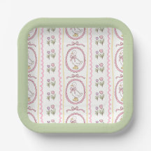 Pink Goose Baby Shower Square Plate