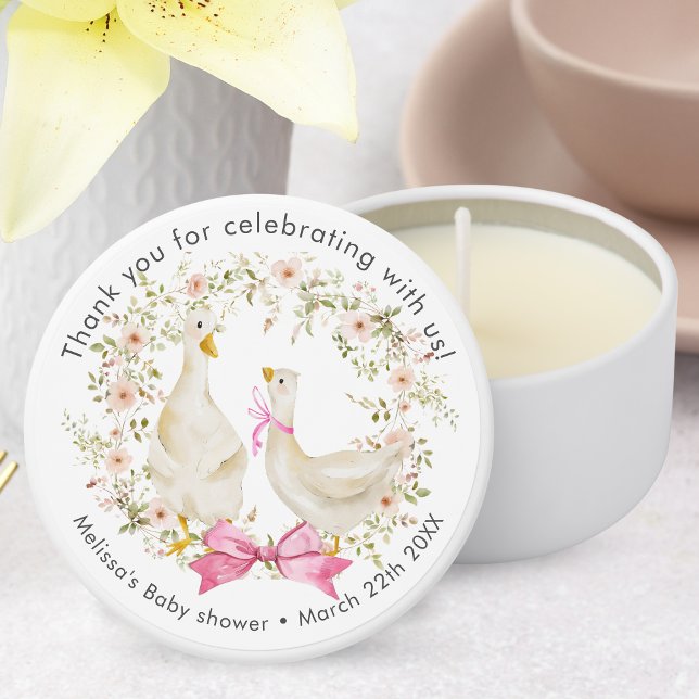 Pink Goose Wildflowers Baby Shower Thank you Mini Candle Favors (Creator Uploaded)