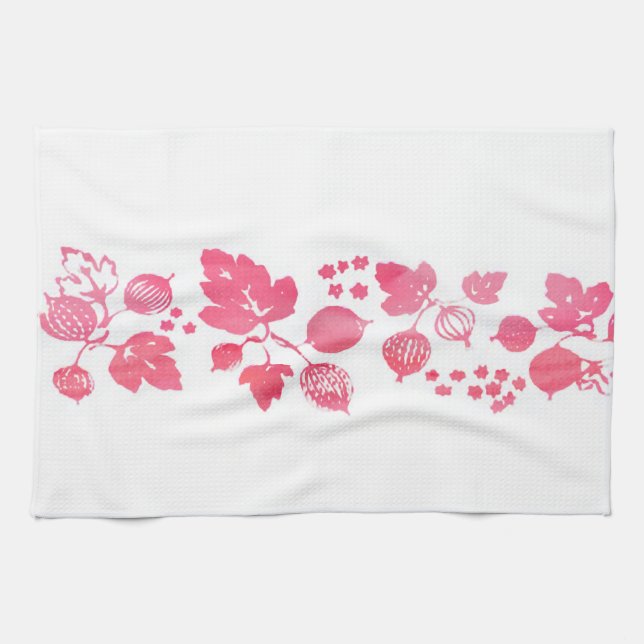 Pink Gooseberry Tea Towel  (Horizontal)