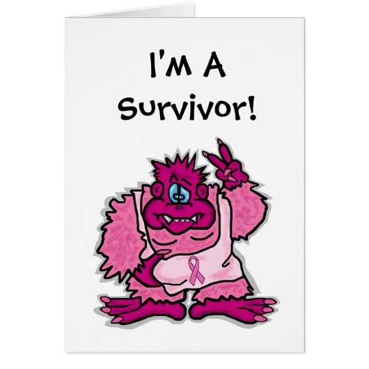 Pink Gorilla Breast Cancer Survivor Support Card (Front)