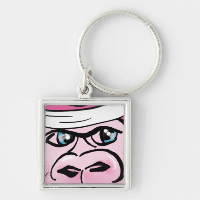 Pink Gorilla with Sweatband Keychain (Front)