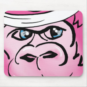 Pink Gorilla with Sweatband Mouse Pad