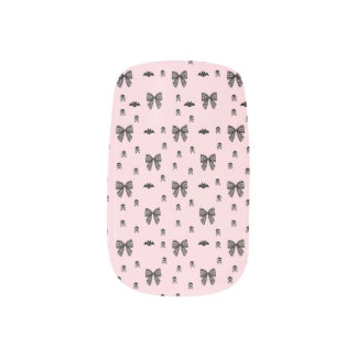 Pink Goth Bow Minx Nail Wraps Halloween