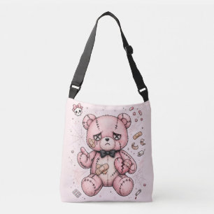 Pink Goth Teddy Bear Broken Heart Cross-Body Bags