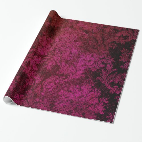 Pink Goth Victorian Damask Vintage Wallpaper Wrapping Paper