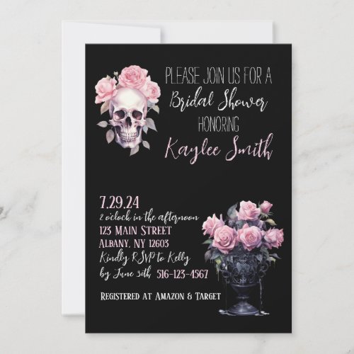 Pink Gothic Floral Bridal Shower Invitation