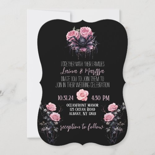 Pink Gothic Floral Wedding Invitation