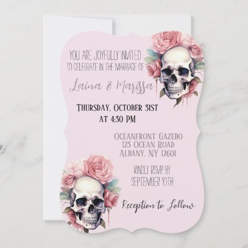 Pink Gothic Floral Wedding Invitation