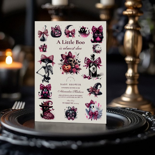 Pink Gothic Halloween Baby Shower Invitation (Creator Uploaded)