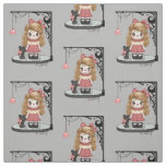 Pink Gothic Love Doll Pixel Art Fabric