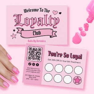 Pink Gothic Nail Salon Loyalty Punch Card