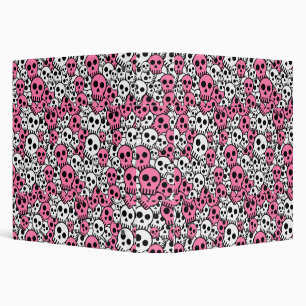 Pink Gothic Skull Pattern Print 3 Ring Binder