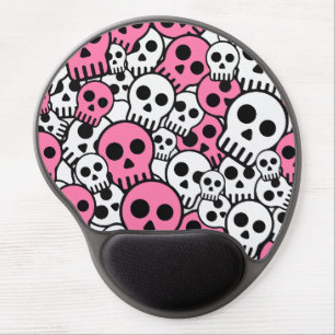 Pink Gothic Skull Pattern Print Gel Mouse Pad