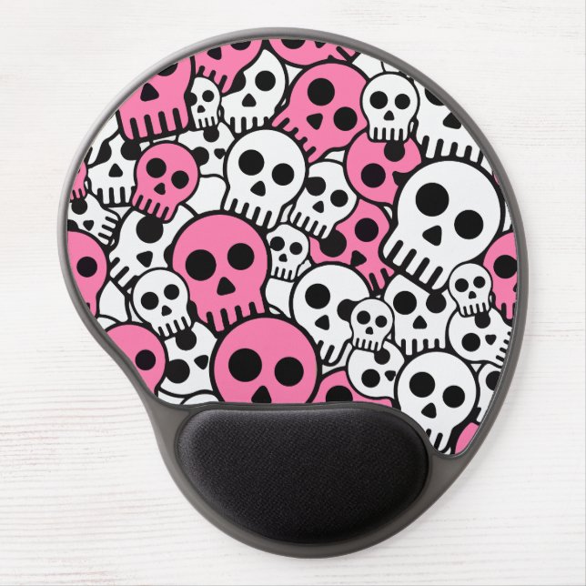 Pink Gothic Skull Pattern Print Gel Mouse Pad (Front)