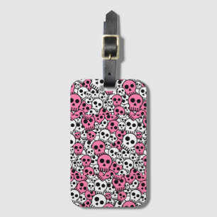 Pink Gothic Skull Pattern Print Luggage Tag