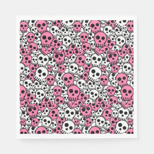 Pink Gothic Skull Pattern Print Napkins
