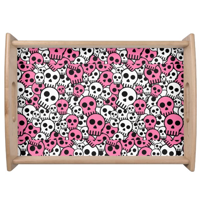 Pink Gothic Skull Pattern Print Serving Tray (Front)