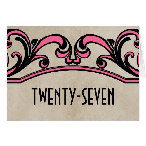 Pink Gothic Swirls Table Number Card