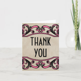 Pink Gothic Swirls Thank You Card