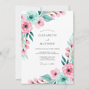 Pink Graceful Botanical Wedding Invitation