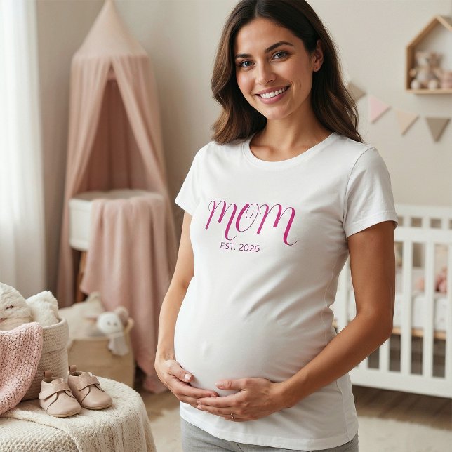 Pink Graceful Script Established Mom T-Shirt (Creator Uploaded)
