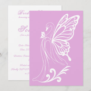 Pink Graceful swan with butterfly wings Invitation