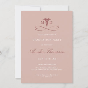 Pink Grad Party Medicine Doctor MD Graduation Invitation
