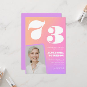 Pink Gradient 73rd birthday invitation Retro Photo