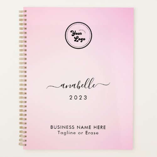 Pink Gradient Add Name Year Custom Business Logo Planner