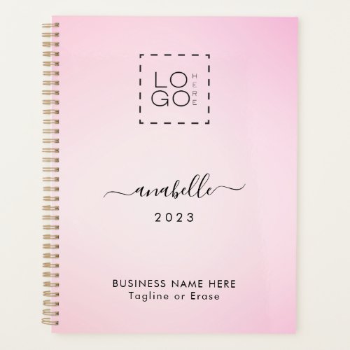 Pink Gradient Add Name Year Custom Square Logo Planner
