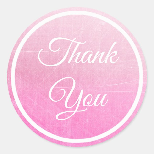 Pink Gradient and White Thank You stickers (Front)