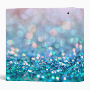 Pink Gradient Blue Teal Sparkle Trendy Glitter Binder