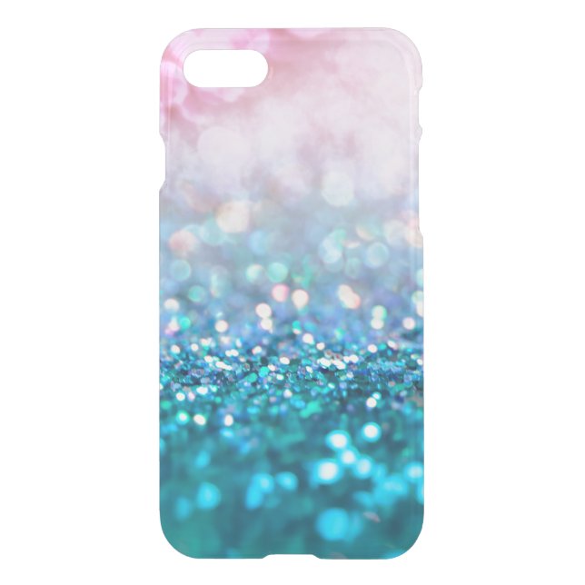 Pink Gradient Blue Teal Sparkle Trendy Glitter Uncommon iPhone Case (Back)