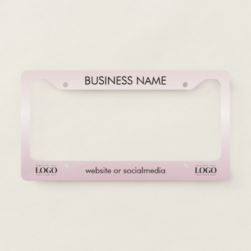 Pink Gradient Business Company Custom Logo Text License Plate Frame