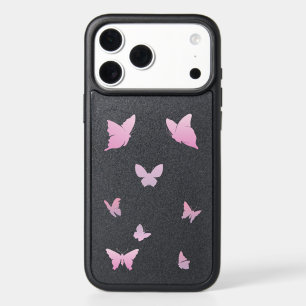 Pink Gradient Butterfly Dark Grey Aesthetic iPhone 17 Pro Max Case