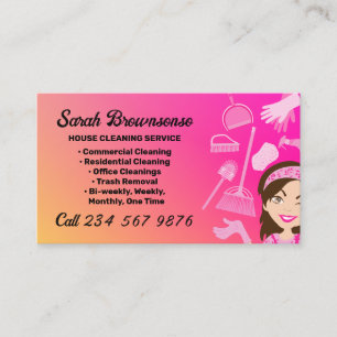 Pink Gradient Cleaning Service Janitorial Business Card