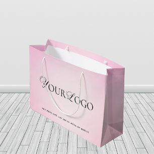 Pink Gradient Custom Long Company Business Logo Large Gift Bag