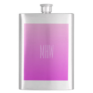 Pink Gradient custom monogram flask