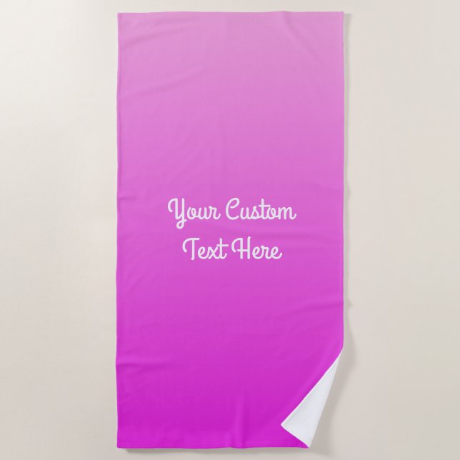 Pink Gradient custom text beach towel (Front)