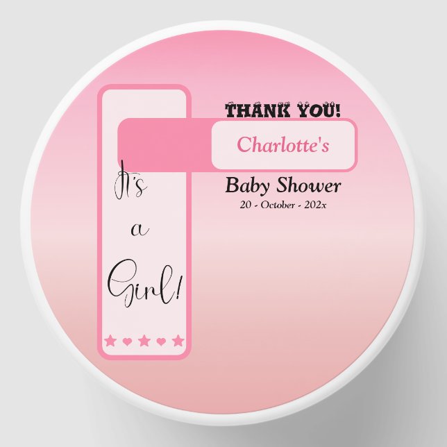 Pink Gradient Cute Eyeball Text Baby Shower Mini Candle Favors (Front)