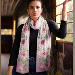 Pink gradient floral Chiffon Scarf<br><div class="desc">Long rectangle chiffon scarf with beautiful Pink flowers on a pink gradient background with a strip of little hearts on both sides of each floral/leaf pattern. You can pick any of the available size. This scarf would make a perfect gift for her,  your mother,  sister,  girlfriend or a friend.</div>