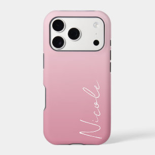 Pink Gradient Handwriting Script Personalized iPhone 17 Pro Case