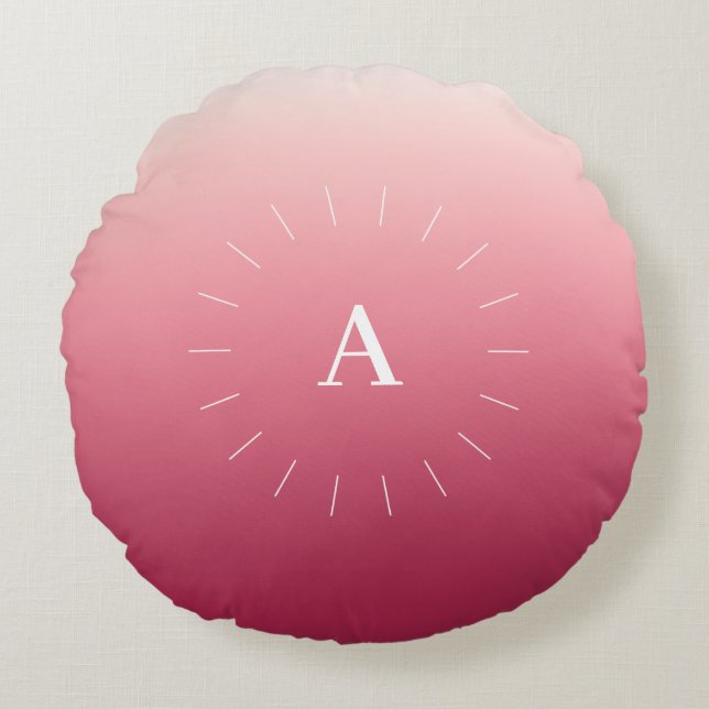 Pink Gradient Initials Round Pillow (Front)