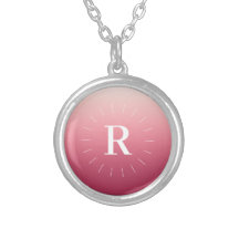 Pink Gradient Initials Silver Plated Necklace