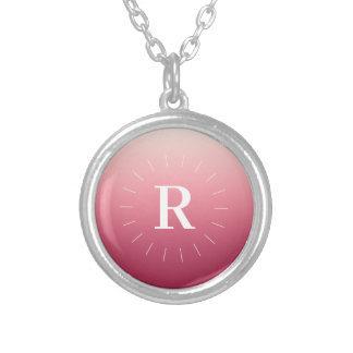 Pink Gradient Initials Silver Plated Necklace