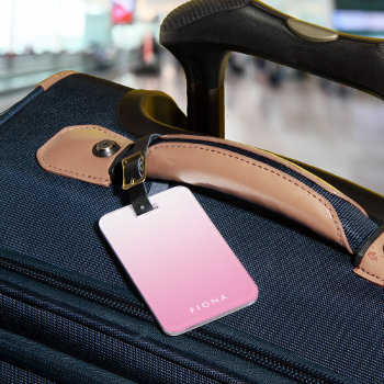 Pink Gradient Ombre Personalized Luggage Tag by RedwoodAndVine at Zazzle