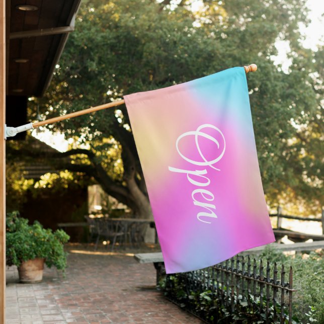 Pink Gradient Open Small Business Outdoor Sign (In SItu)